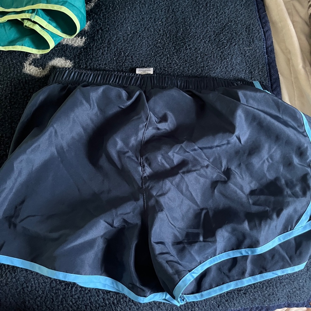 blue running shorts